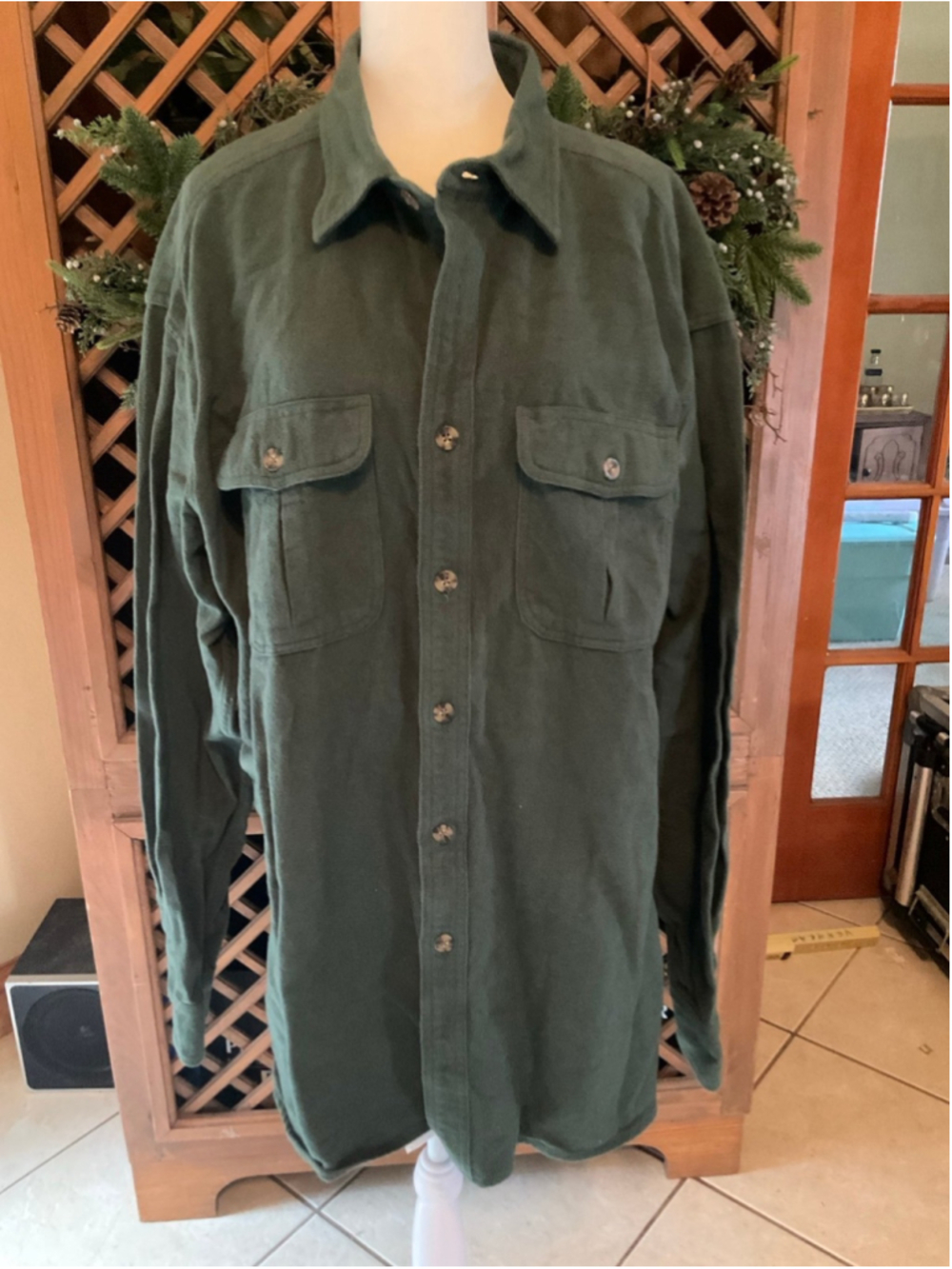 Cabela’s Men’s XLT Tall Green Fleece Shirt Button Front Heavyweight Shacket